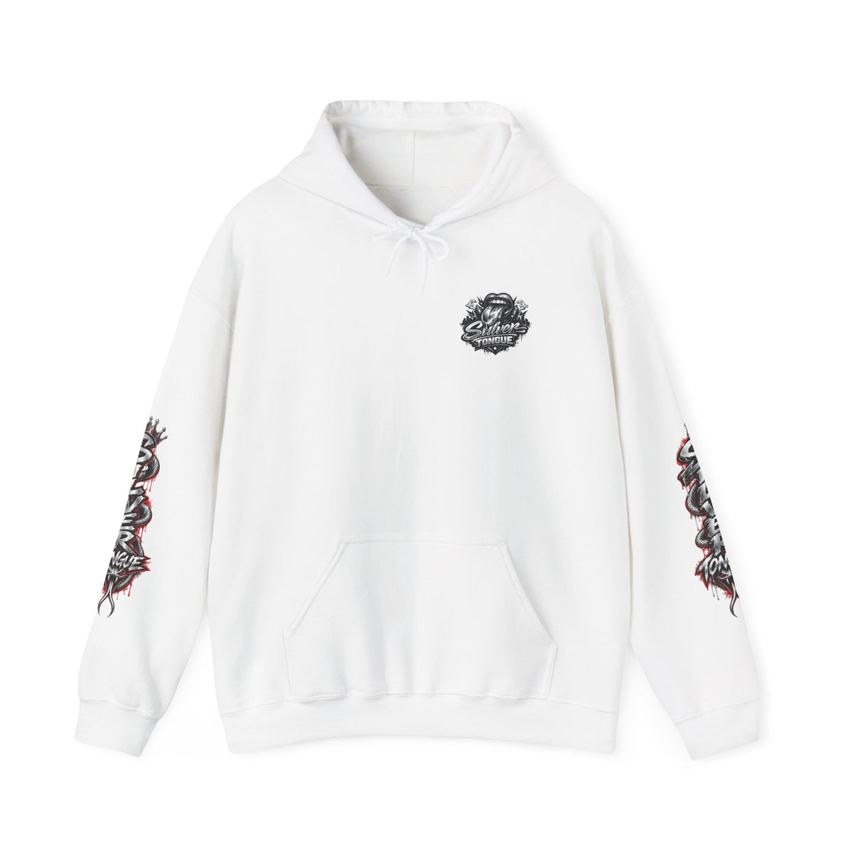 Silver Tongue Graphic Hoodie — Vintage Script Logo Pullover