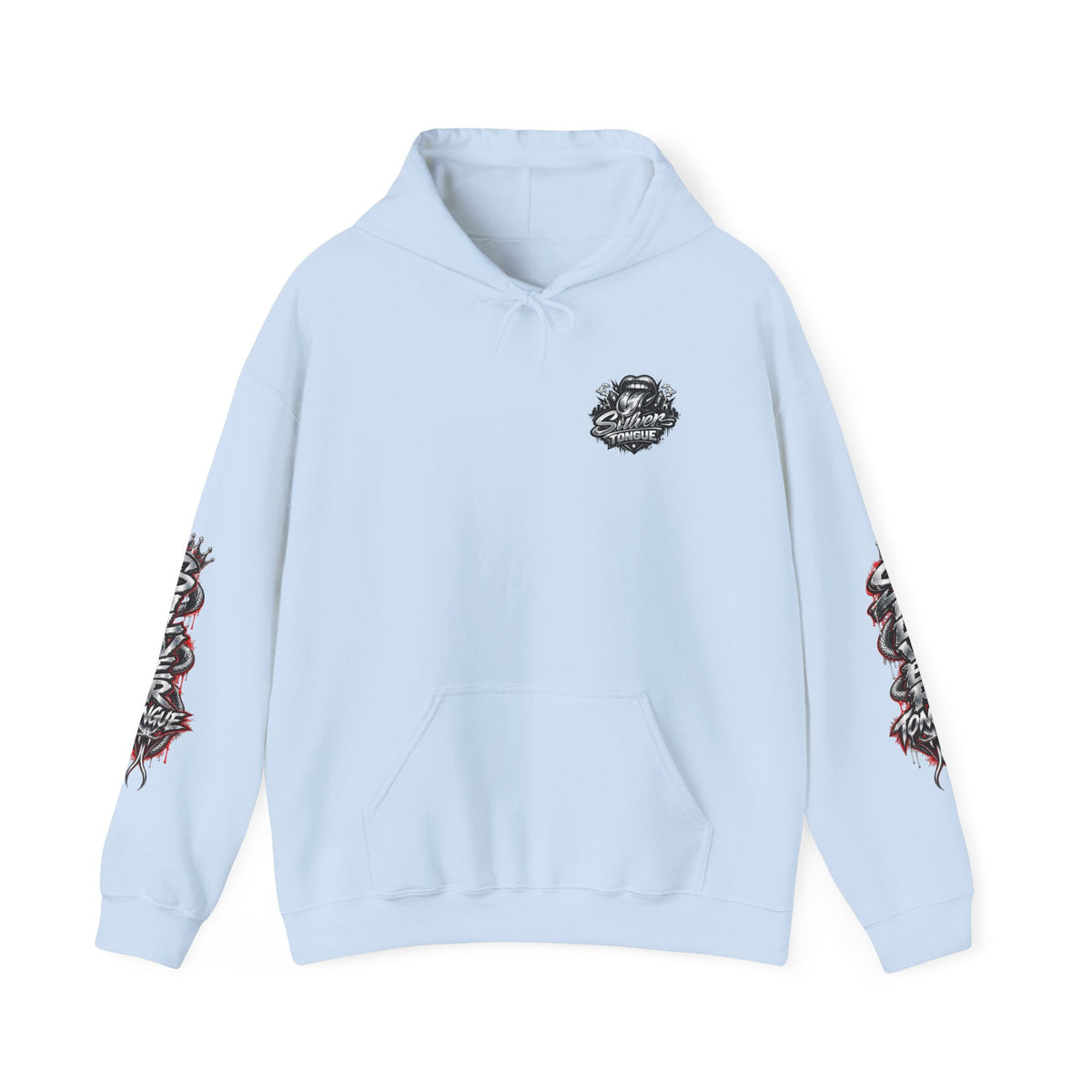 Silver Tongue Graphic Hoodie — Vintage Script Logo Pullover