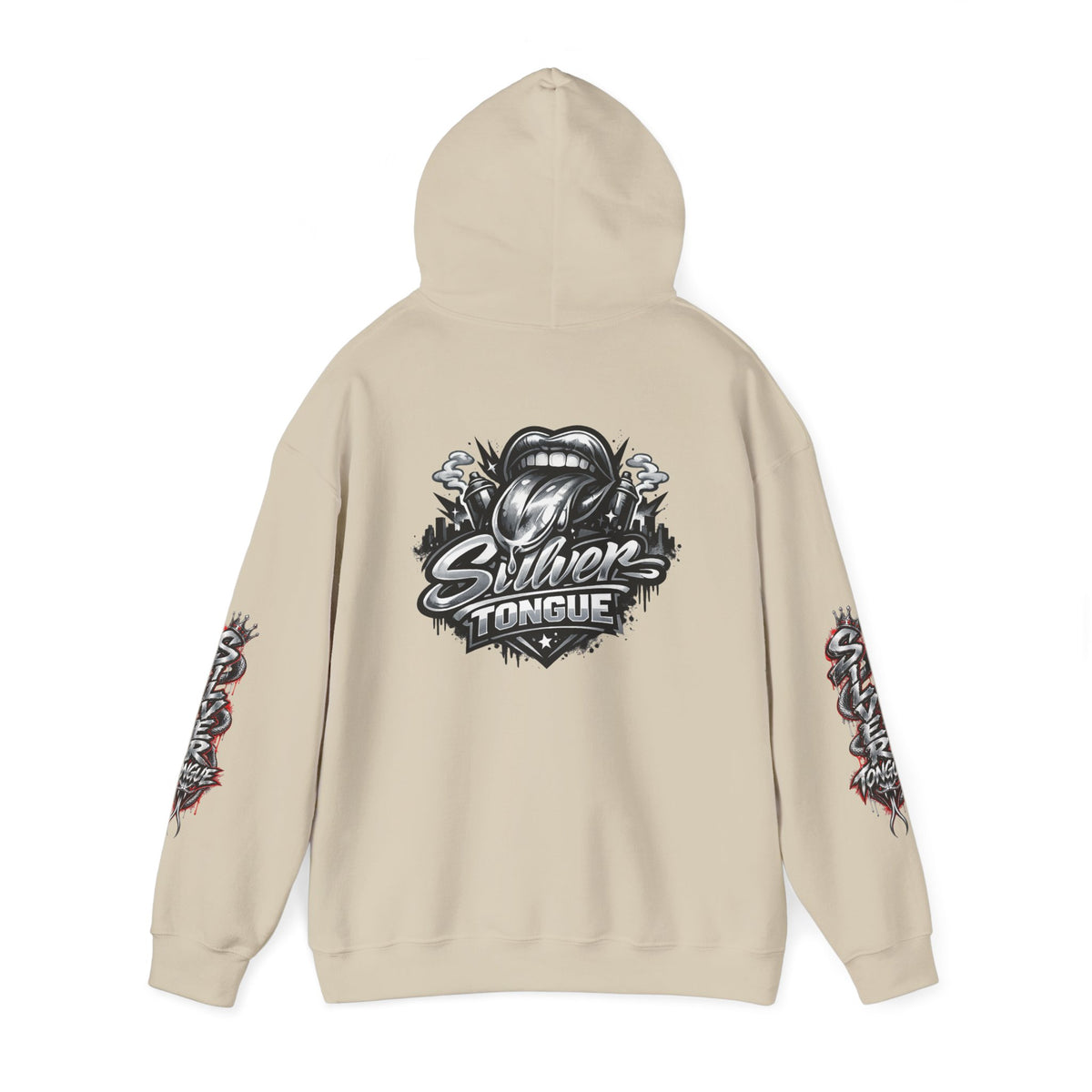 Silver Tongue Graphic Hoodie — Vintage Script Logo Pullover