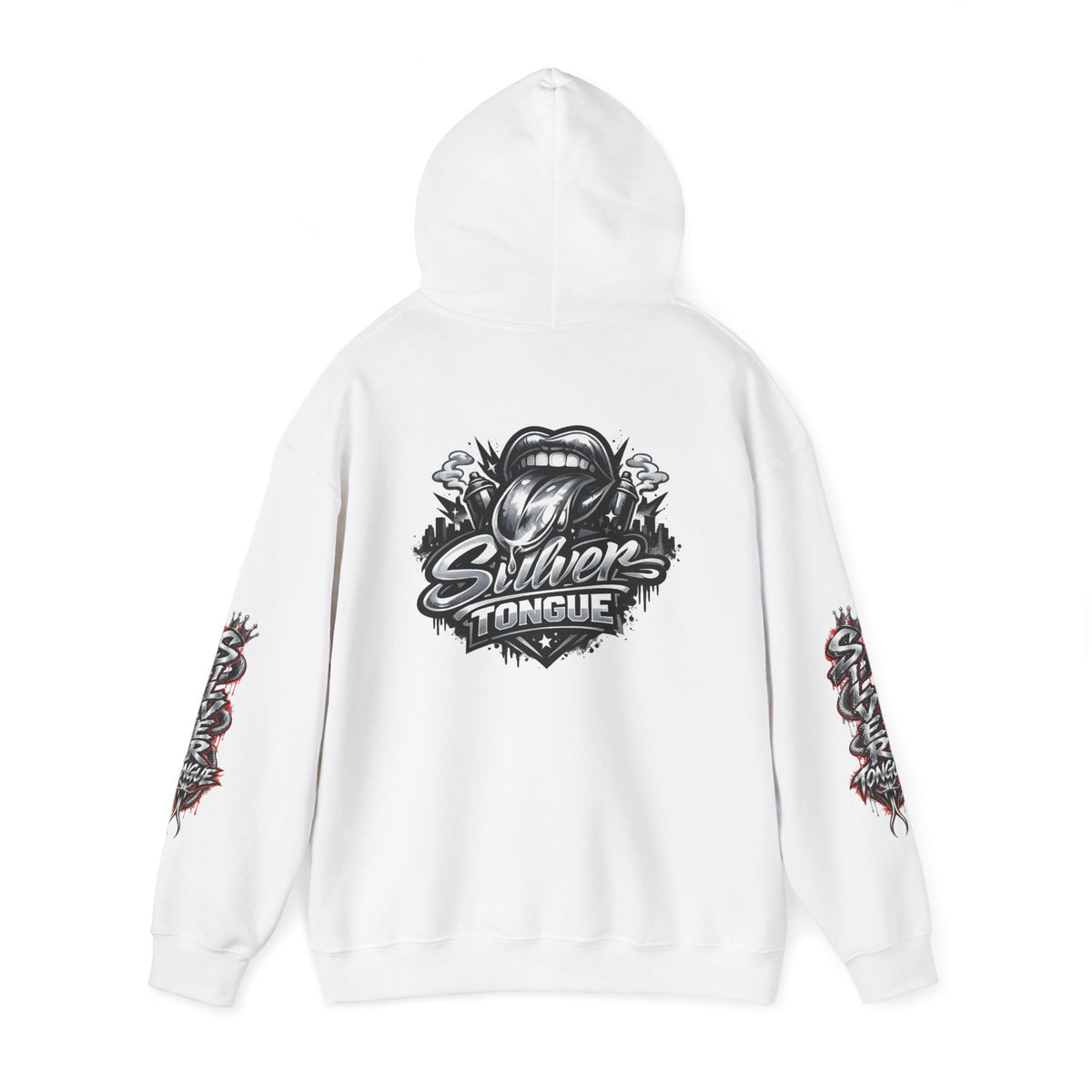 Silver Tongue Graphic Hoodie — Vintage Script Logo Pullover