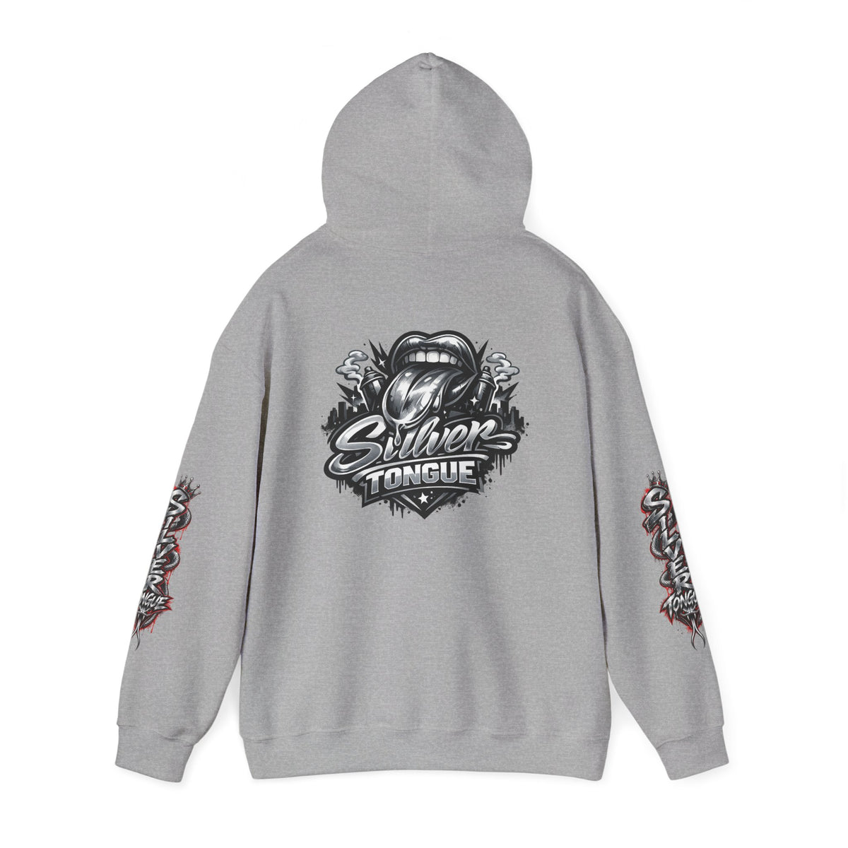 Silver Tongue Graphic Hoodie — Vintage Script Logo Pullover