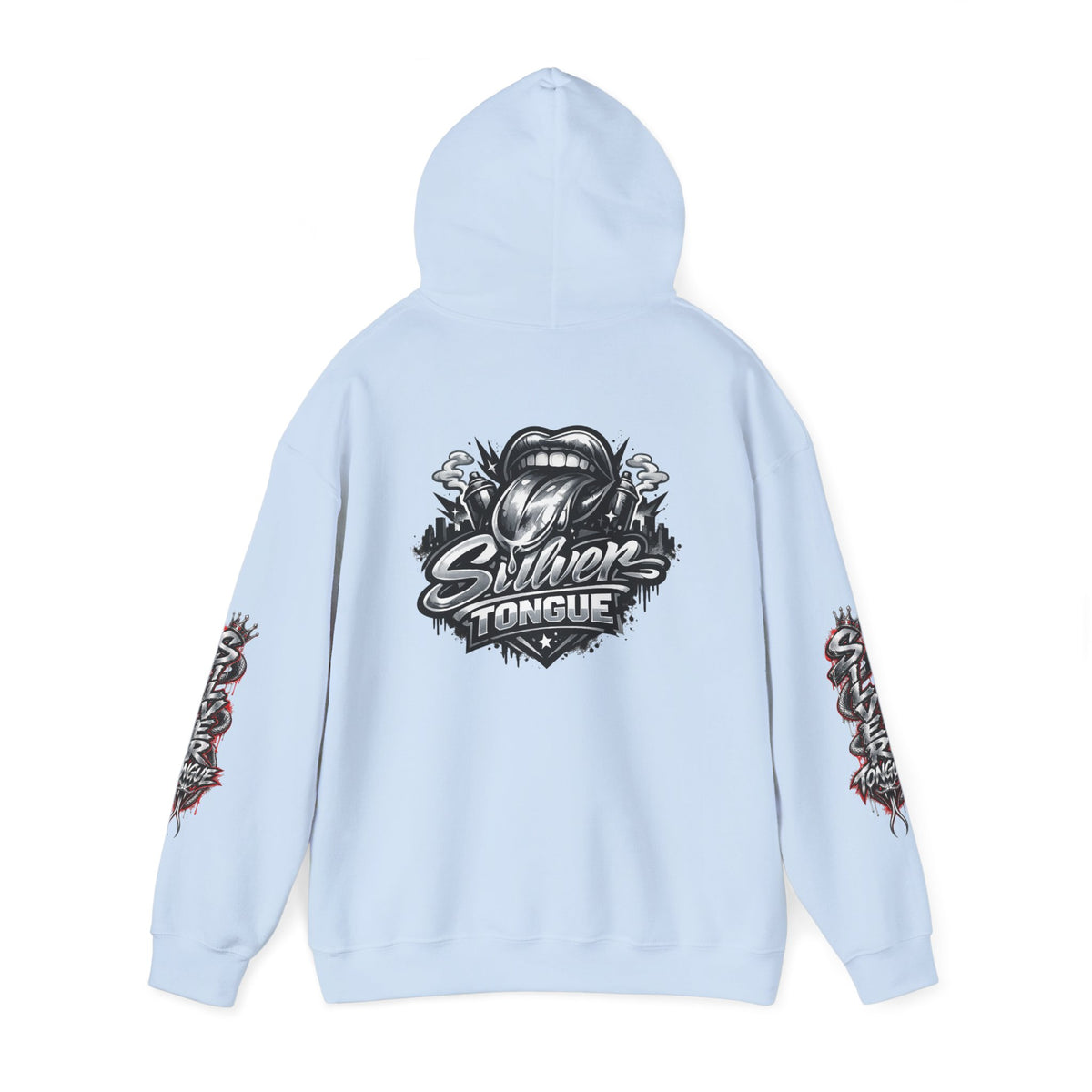 Silver Tongue Graphic Hoodie — Vintage Script Logo Pullover