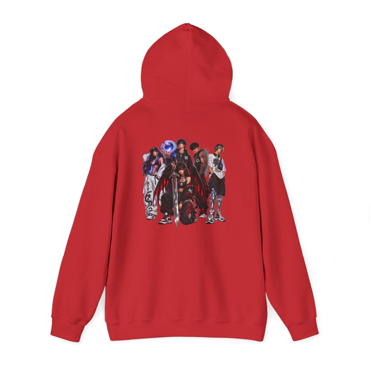Anime Character Group Hoodie — Japanese Text '銀杏衣装' Graphic Pullover