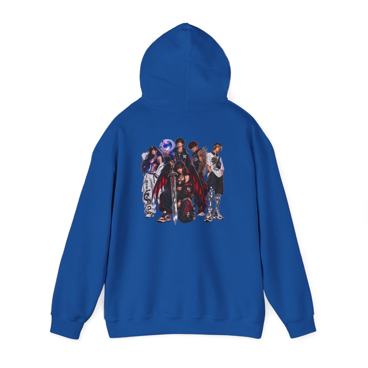 Anime Character Group Hoodie — Japanese Text '銀杏衣装' Graphic Pullover