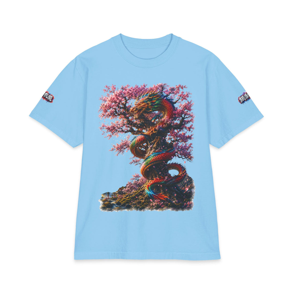 Dragon & Cherry Blossom T-Shirt — Vibrant Eastern Mythology Graphic Tee