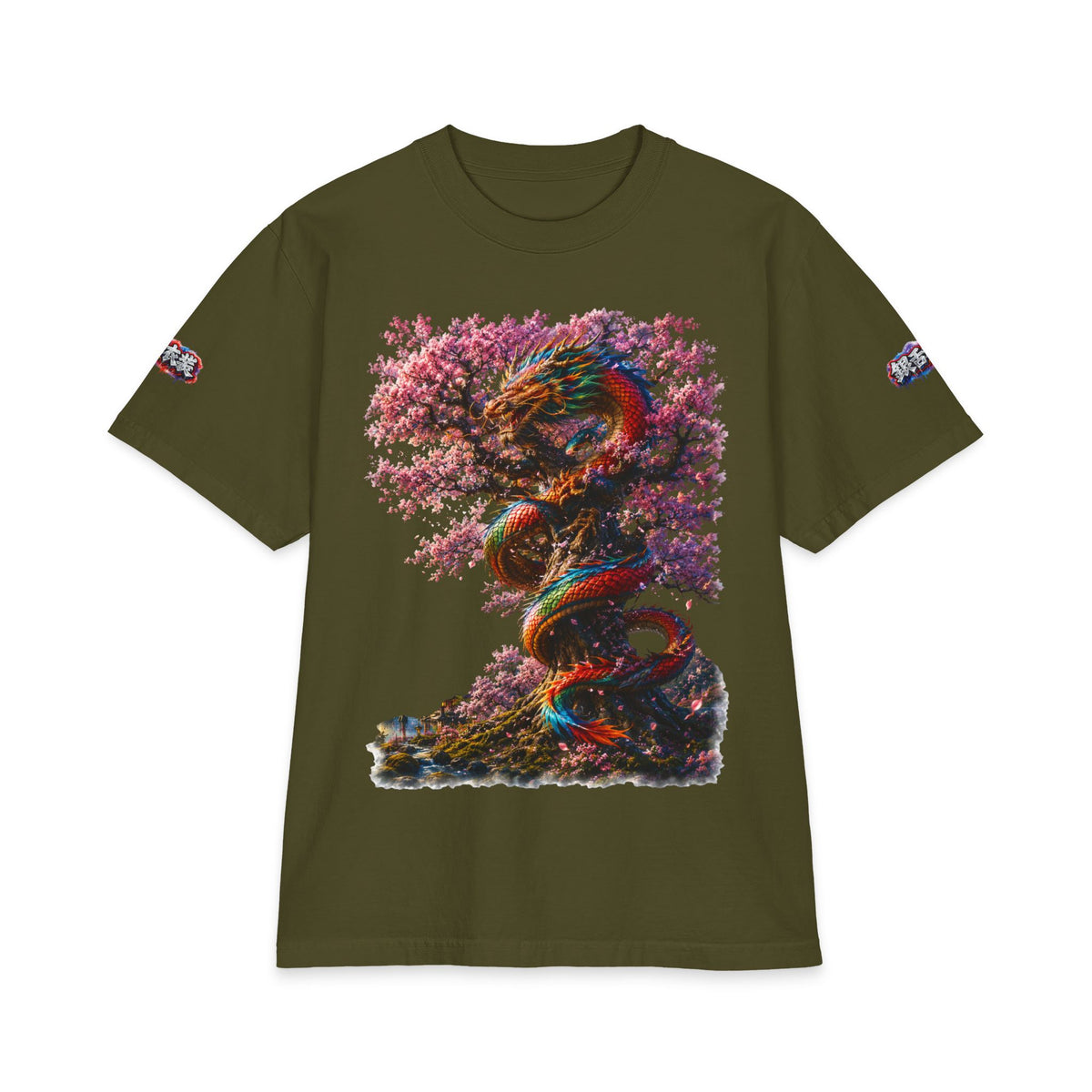 Dragon & Cherry Blossom T-Shirt — Vibrant Eastern Mythology Graphic Tee
