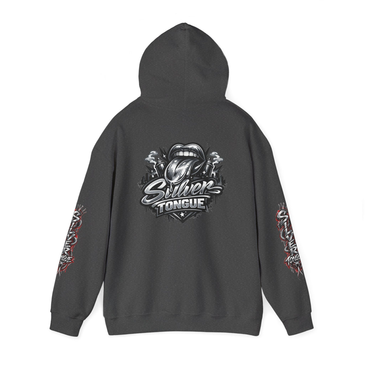 Silver Tongue Graphic Hoodie — Vintage Script Logo Pullover