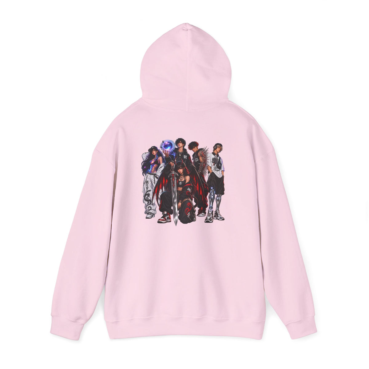 Anime Character Group Hoodie — Japanese Text '銀杏衣装' Graphic Pullover