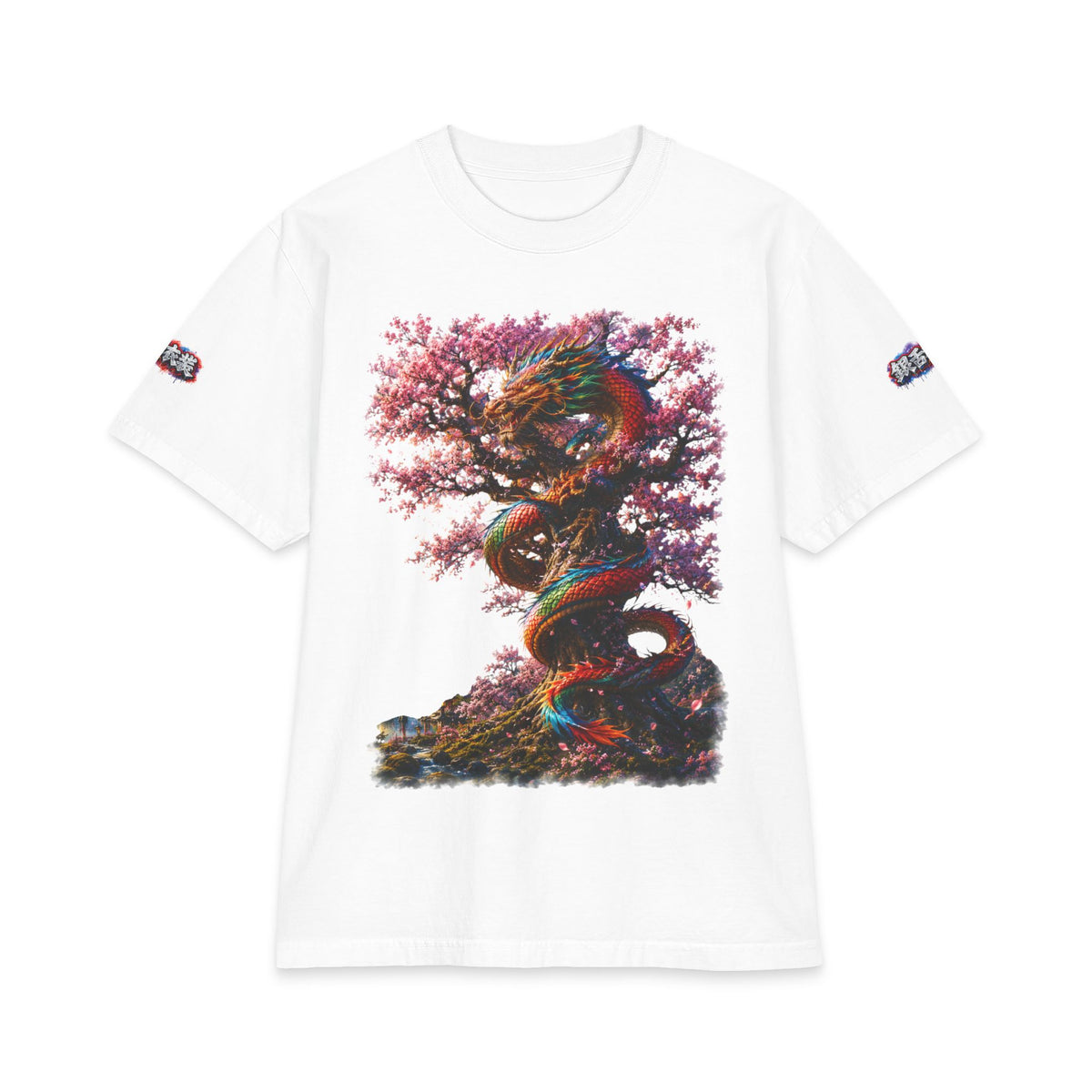 Dragon & Cherry Blossom T-Shirt — Vibrant Eastern Mythology Graphic Tee