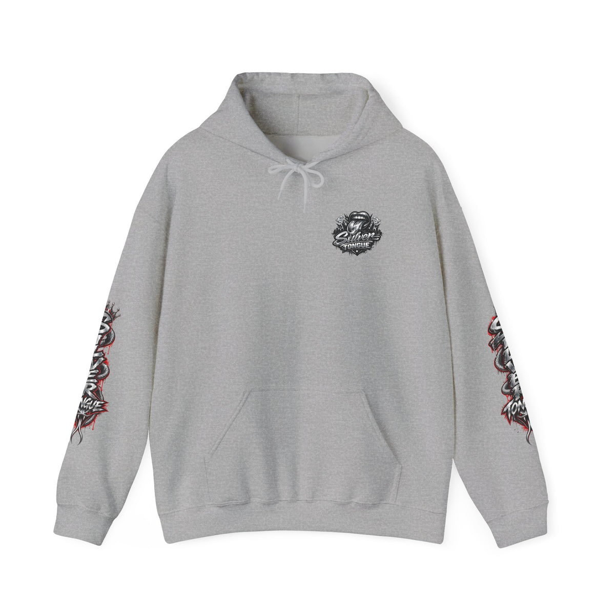 Silver Tongue Graphic Hoodie — Vintage Script Logo Pullover