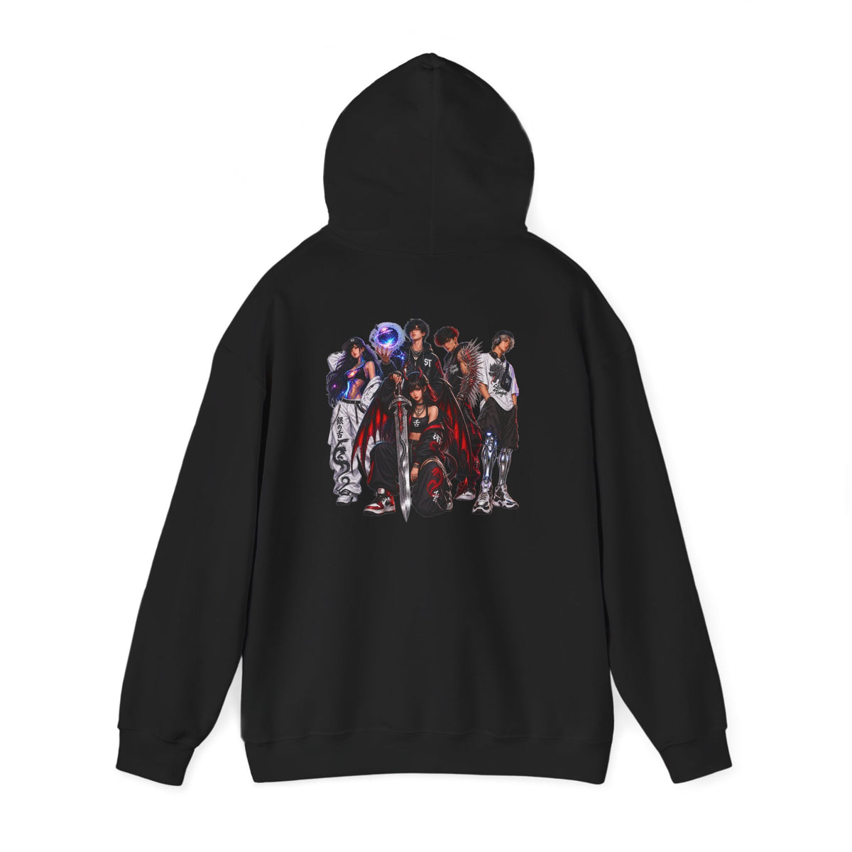 Anime Character Group Hoodie — Japanese Text '銀杏衣装' Graphic Pullover