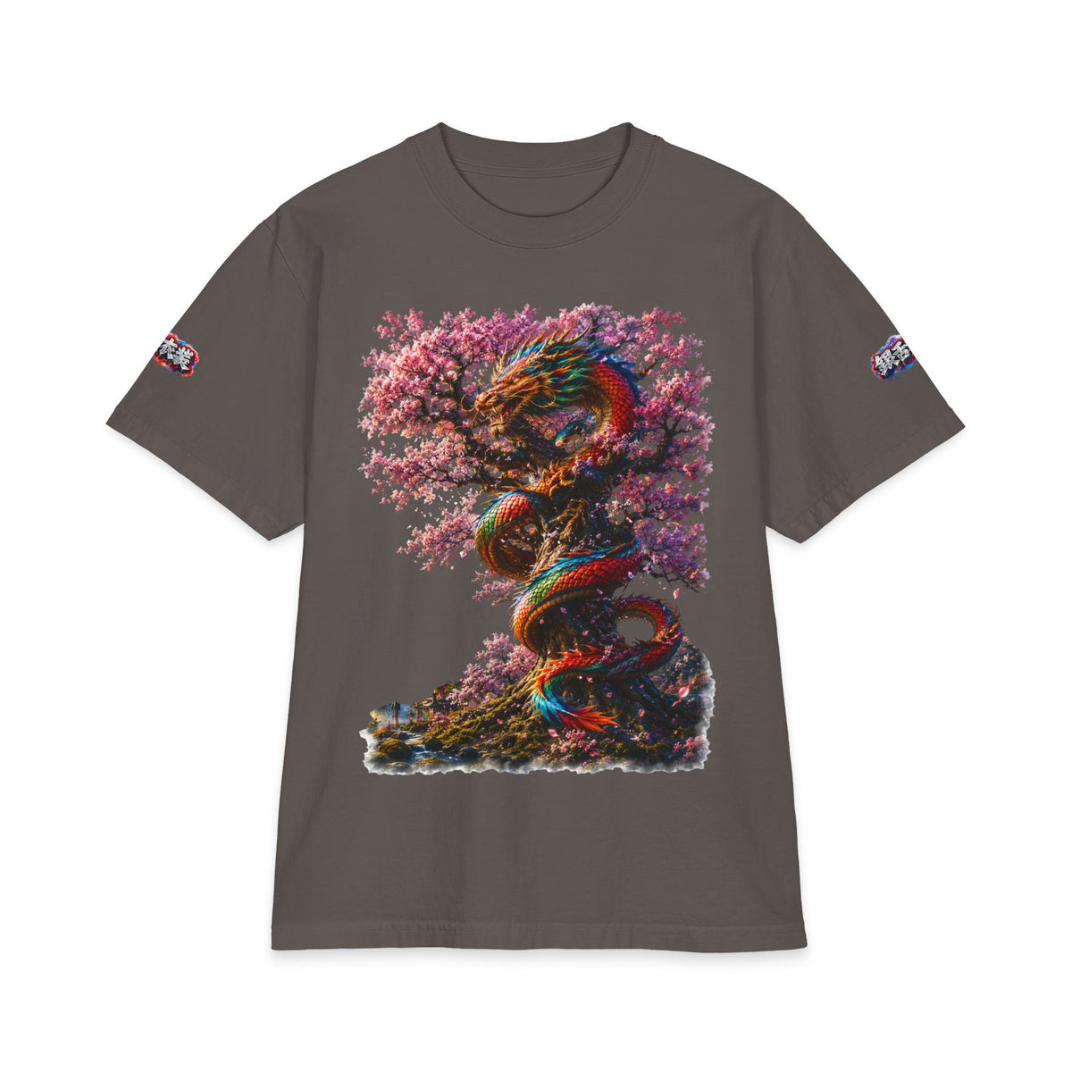 Dragon & Cherry Blossom T-Shirt — Vibrant Eastern Mythology Graphic Tee