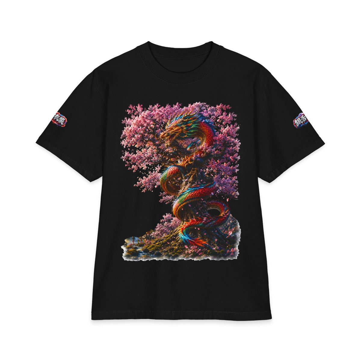 Dragon & Cherry Blossom T-Shirt — Vibrant Eastern Mythology Graphic Tee