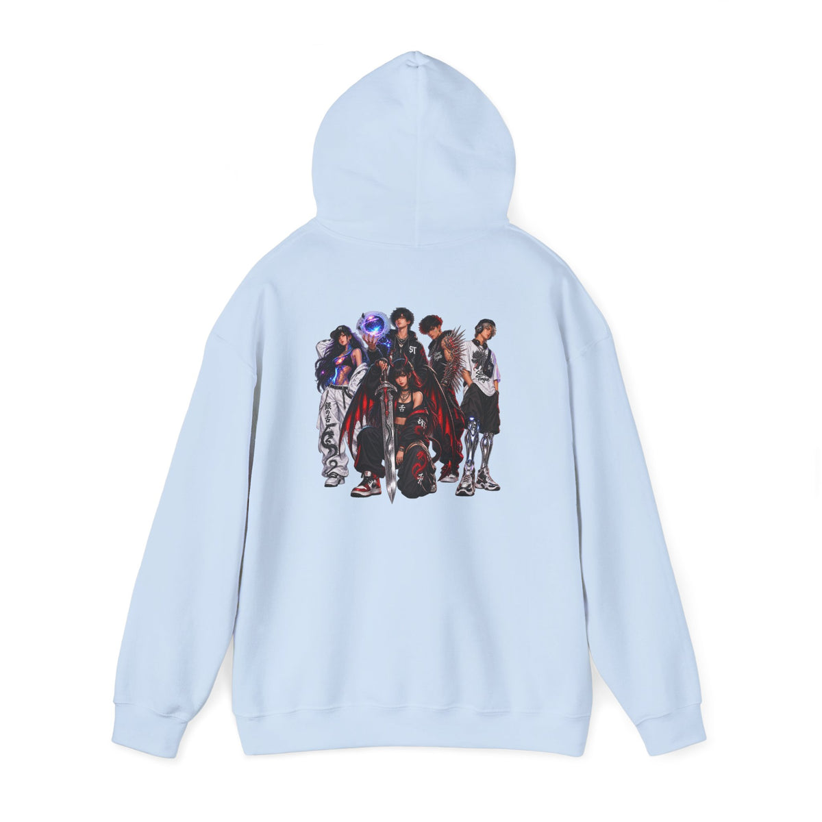 Anime Character Group Hoodie — Japanese Text '銀杏衣装' Graphic Pullover