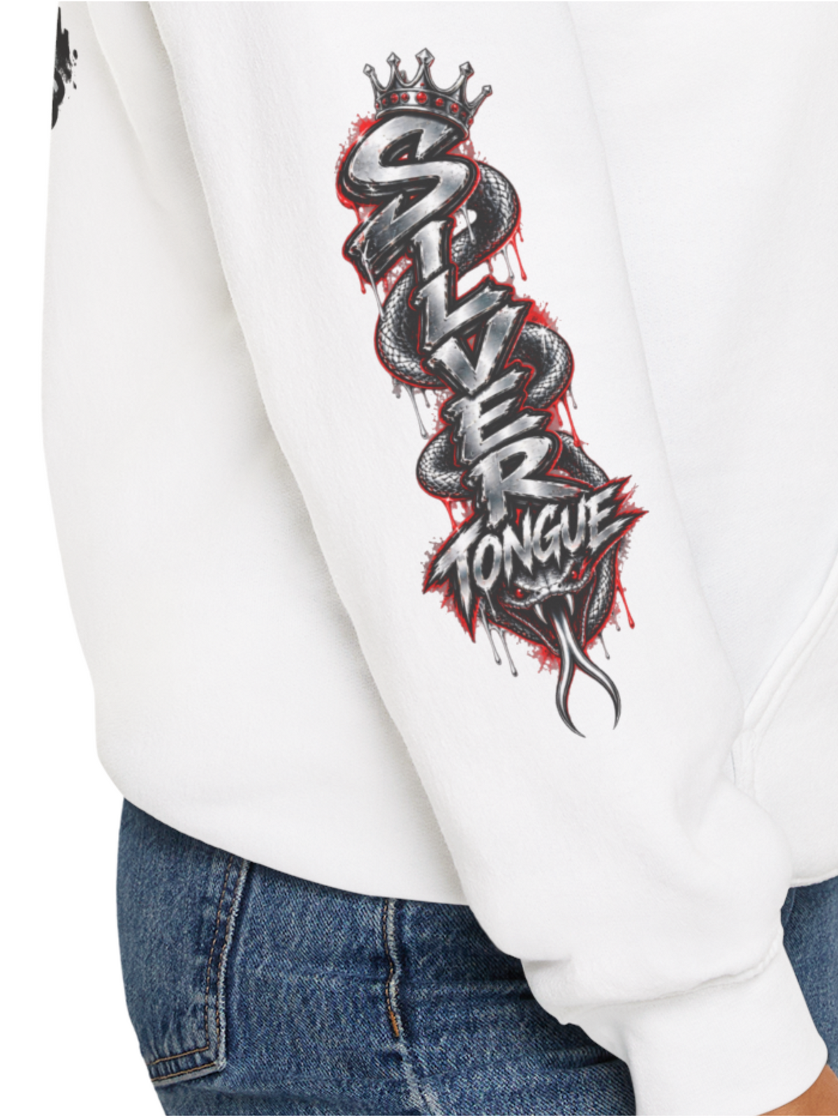 Silver Tongue Graphic Hoodie — Vintage Script Logo Pullover
